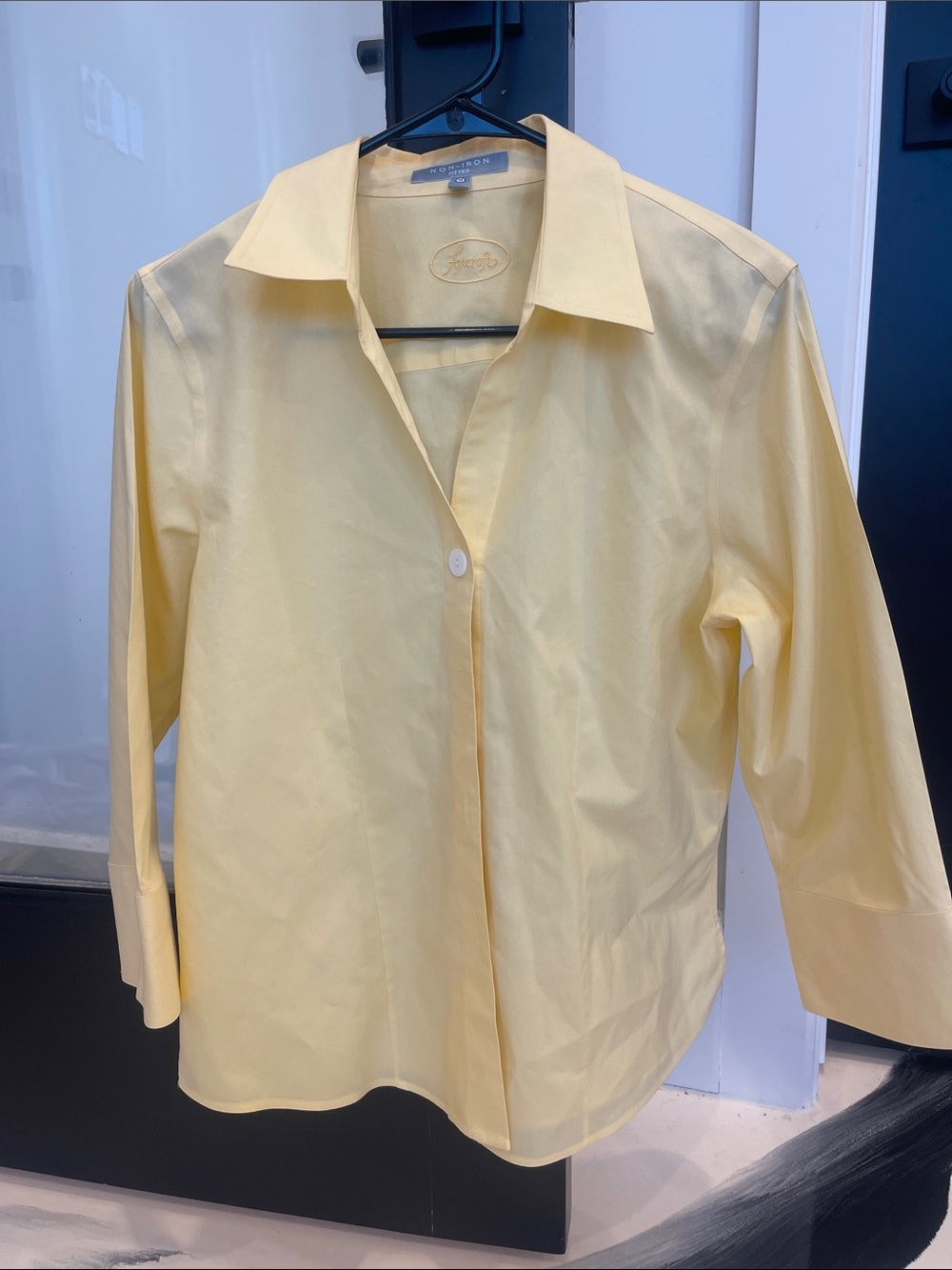 Foxcroft Pale Yellow Button-Down Dress Shirt
